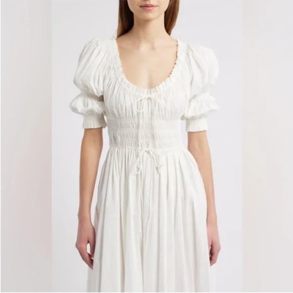 Doen Leanne Shirred Midi Dress White is available for purchase on au PAY  Market - Imported Goods Online Store Co.Ltd. | au PAY Market - Online  Shopping Site
